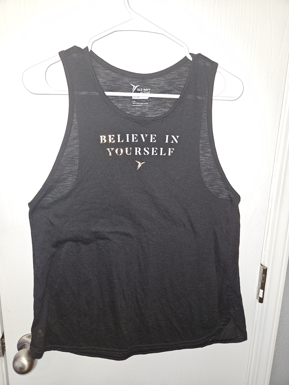 Old Navy Black Graphic Tank Top - Believe In Yourself
